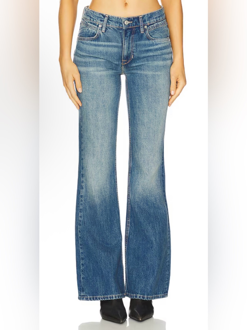 We The Free Medium Blue High-Rise Flared Jeans